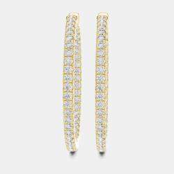 Pre Owned 1.00 cts Round Cut 18k Yellow Gold Lab Grown Diamond Hoop Earrings