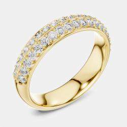 Pre Owned 0.5 cts Double Line Round Cut 18k Yellow Gold Lab Grown Diamond Ring Size 53