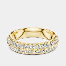 Pre Owned 0.5 cts Double Line Round Cut 18k Yellow Gold Lab Grown Diamond Ring Size 53