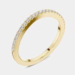 Pre Owned 0.2 cts Side Stack Round Cut 18k Yellow Gold Lab Grown Diamond Ring Size 53
