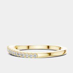 Pre Owned 0.2 cts Side Stack Round Cut 18k Yellow Gold Lab Grown Diamond Ring Size 53