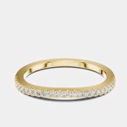 Pre Owned 0.2 cts Side Stack Round Cut 18k Yellow Gold Lab Grown Diamond Ring Size 53