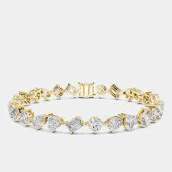 Pre Owned 10.00 cts Mixed Fancy Cut 18k Yellow Gold Lab Grown Diamond Bracelet
