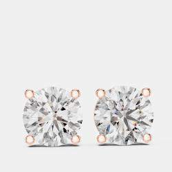 Pre Owned 4.00 cts Round Cut 18k Rose Gold Lab Grown Diamond Stud Earrings