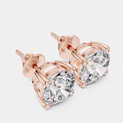 Pre Owned 4.00 cts Round Cut 18k Rose Gold Lab Grown Diamond Stud Earrings
