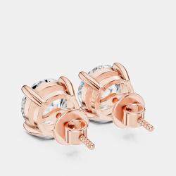 Pre Owned 4.00 cts Round Cut 18k Rose Gold Lab Grown Diamond Stud Earrings