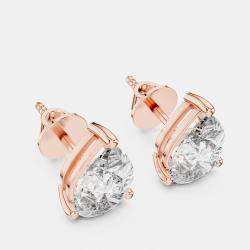 Pre Owned 4.00 cts Pear Cut 18k Rose Gold Lab Grown Diamond Stud Earrings