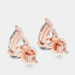 Pre Owned 4.00 cts Pear Cut 18k Rose Gold Lab Grown Diamond Stud Earrings