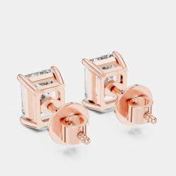 Pre Owned 2.00 cts Emerald Cut 18k Rose Gold Lab Grown Diamond Stud Earrings