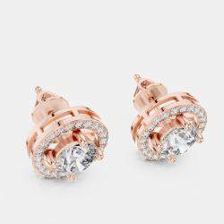 Pre Owned 2.60 cts Round 18k Rose Gold Solitaire Lab Grown Diamond Single Halo Earrings