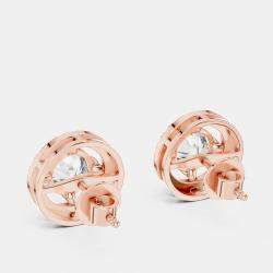 Pre Owned 2.60 cts Round 18k Rose Gold Solitaire Lab Grown Diamond Single Halo Earrings