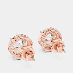 Pre Owned 2.4 cts Round 18k Rose Gold Solitaire Lab Grown Diamond Single Halo Earrings