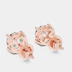 Pre Owned 1.00 cts Round 18k Rose Gold Solitaire Lab Grown Diamond Single Stud Earrings