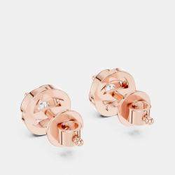 Pre Owned 1.00 cts Round 18k Rose Gold Fancy Lab Grown Diamond Solitaire Single Stud Earrings