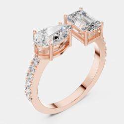 Pre Owned 6.2 cts Multi-Shape 18k Rose Gold Lab Grown Diamond Ring Size 53