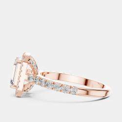 Pre Owned 1.65 cts Center Emerald Cut 18k Rose Gold Solitaire Lab Grown Diamond Ring Size 53