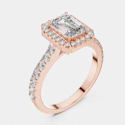 Pre Owned 1.65 cts Center Emerald Cut 18k Rose Gold Solitaire Lab Grown Diamond Ring Size 53