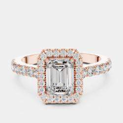 Pre Owned 1.65 cts Center Emerald Cut 18k Rose Gold Solitaire Lab Grown Diamond Ring Size 53