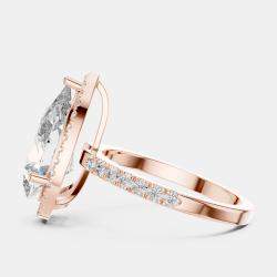 Pre Owned 4.5 cts Round & Pear Cut 18k Rose Gold Solitaire Lab Grown Diamond Halo Ring Size 53