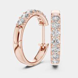 Pre Owned 0.70 cts Round Cut 18k Rose Gold Lab Grown Diamond Hoop Earrings