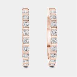 Pre Owned 0.60 cts Round Cut 18k Rose Gold Lab Grown Diamond Hoop Earrings