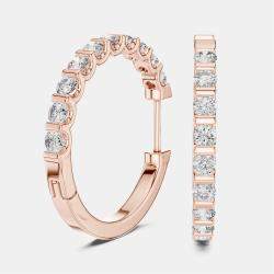 Pre Owned 0.60 cts Round Cut 18k Rose Gold Lab Grown Diamond Hoop Earrings