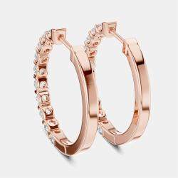 Pre Owned 0.60 cts Round Cut 18k Rose Gold Lab Grown Diamond Hoop Earrings