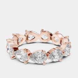 Pre Owned 3.00 cts Pear Cut 18k Rose Gold Lab Grown Diamond Ring Size 53