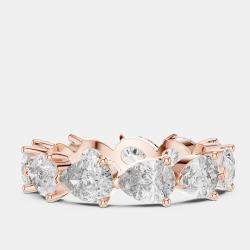 Pre Owned 3.00 cts Pear Cut 18k Rose Gold Lab Grown Diamond Ring Size 53