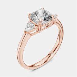 Pre Owned 2.00 cts Cushion & Triangle Cut 18k Rose Gold Lab Grown Diamond Ring Size 53