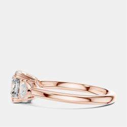Pre Owned 2.00 cts Cushion & Triangle Cut 18k Rose Gold Lab Grown Diamond Ring Size 53