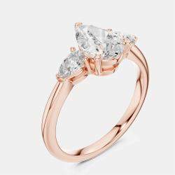 Pre Owned 1.50 cts Pear Cut 18k Rose Gold Lab Grown Diamond Ring Size 53