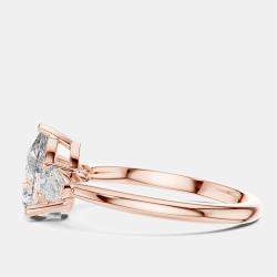 Pre Owned 1.50 cts Pear Cut 18k Rose Gold Lab Grown Diamond Ring Size 53