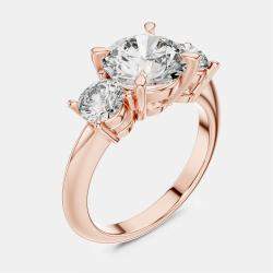 Pre Owned 3.00 cts Round 18k Rose Gold Lab Grown Diamond Ring Size 53