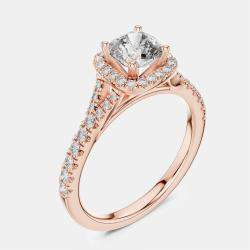 Pre Owned 1.00 cts Round 18k Rose Gold Lab Grown Diamond Ring Size 53