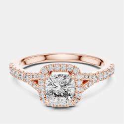 Pre Owned 1.00 cts Round 18k Rose Gold Lab Grown Diamond Ring Size 53
