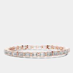 Pre Owned 9.00 cts Emerald Cut 18k Rose Gold Lab Grown Diamond Tennis Bracelet 16 cm
