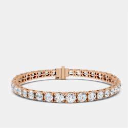 Pre Owned 13.00 cts Graduating Round Cut 18k Rose Gold Lab Grown Diamond Tennis Bracelet 16 cm
