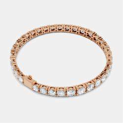 Pre Owned 13.00 cts Graduating Round Cut 18k Rose Gold Lab Grown Diamond Tennis Bracelet 16 cm