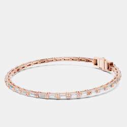 Pre Owned 3.00 cts Emerald Cut 18k Rose Gold Lab Grown Diamond Tennis Bracelet 16 cm