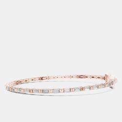 Pre Owned 3.00 cts Emerald Cut 18k Rose Gold Lab Grown Diamond Tennis Bracelet 16 cm