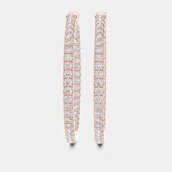 Pre Owned 1.00 cts Round Cut 18k Rose Gold Lab Grown Diamond Hoop Earrings