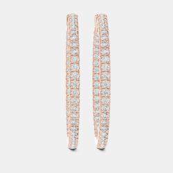 Pre Owned 1.00 cts Round Cut 18k Rose Gold Lab Grown Diamond Hoop Earrings