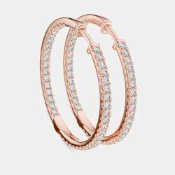 Pre Owned 1.00 cts Round Cut 18k Rose Gold Lab Grown Diamond Hoop Earrings