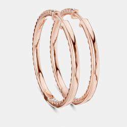 Pre Owned 1.00 cts Round Cut 18k Rose Gold Lab Grown Diamond Hoop Earrings