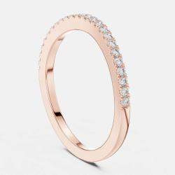 Pre Owned 0.2 cts Side Stack Round Cut 18k Rose Gold Lab Grown Diamond Ring Size 53