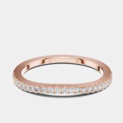 Pre Owned 0.2 cts Side Stack Round Cut 18k Rose Gold Lab Grown Diamond Ring Size 53