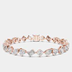 Pre Owned 10.00 cts Mixed Fancy Cut 18k Rose Gold Lab Grown Diamond Bracelet