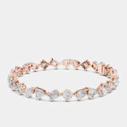 Pre Owned 10.00 cts Mixed Fancy Cut 18k Rose Gold Lab Grown Diamond Bracelet