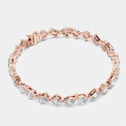 Pre Owned 10.00 cts Mixed Fancy Cut 18k Rose Gold Lab Grown Diamond Bracelet